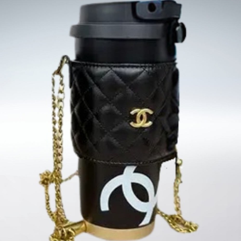 Black Quilted Crossbody Bag & Black Travel Coffee Tumbler Set - Picture 6 of 10